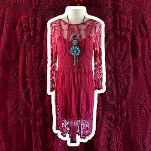 Jen’s Pirate Booty for Free People Red Lace Dress